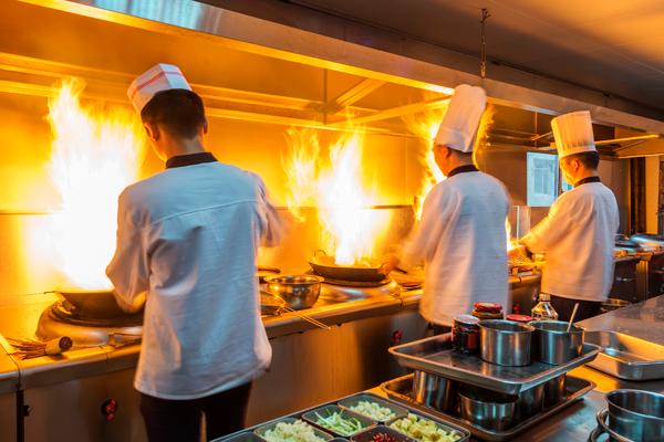 Chefs in a restaurant kitchen