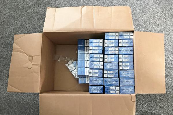 Box of counterfeit cigarettes