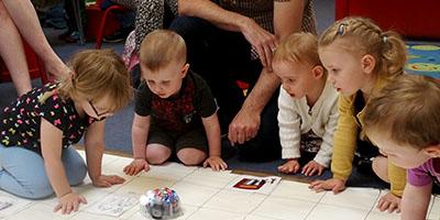 Early years - children with bee-bots 4x2