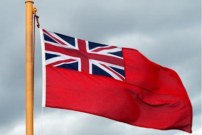Red Ensign Merchant navy flag flying