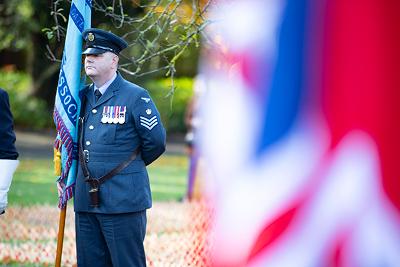 Field of Remembrance 2019_a Soldier standing with flag