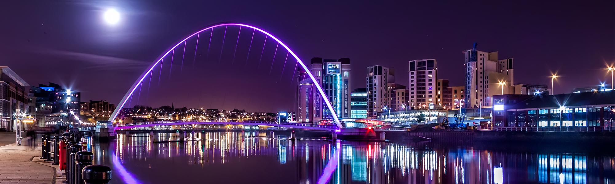 Gateshead Millennium Bridge header - purple