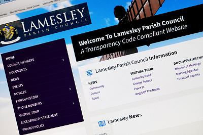 Lamesley Parish website front page of website
