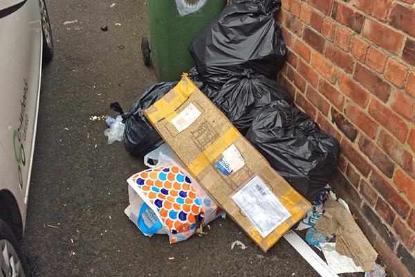 waste left dumped in lane