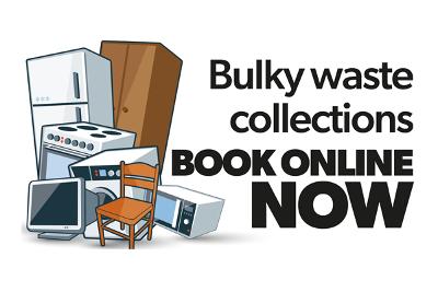 Bulky waste graphic graphic saying online only