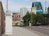Bottle Bank in Gateshead with an air quality monitor on the left