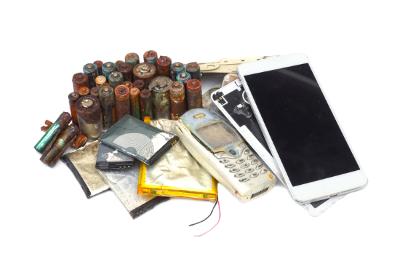 waste old batteries waste phone and AA batteries