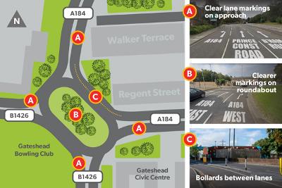 Bensham roundabout map Bensham roundabout map