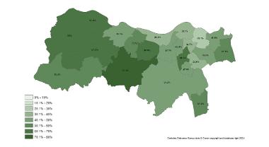 a map showing owner occupiers by ward in 2021
