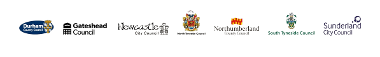 The LA7 logos. The logos are Durham County Council, Gateshead Council, Newcastle City Council, North Tyneside Council, Northumberland County Council, South Tyneside Council and Sunderland City Council. 