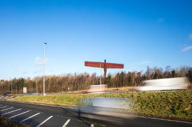 The Angel of the North from the Motorway