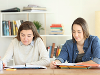 Female students reading