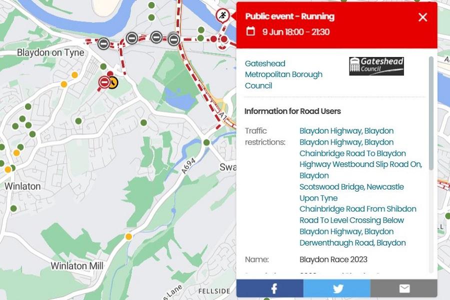 Blaydon Race road closures