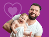 man with baby both happy