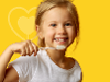 girl cleaning teeth, yellow  - Oral health