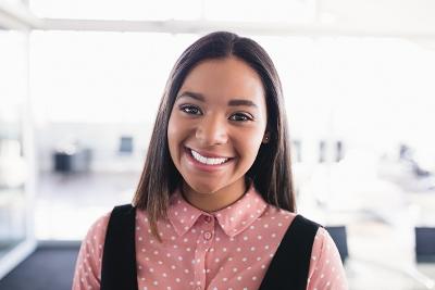 Happy female employee