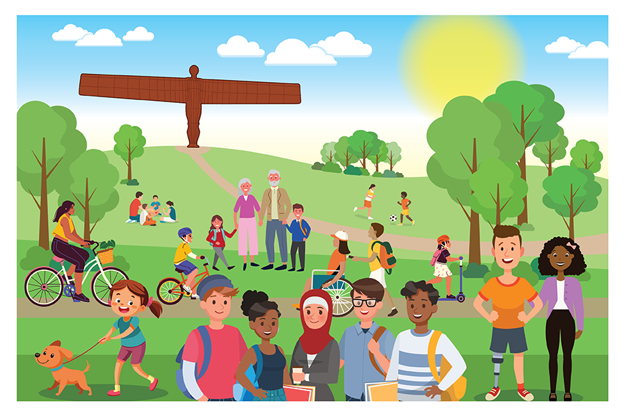 Graphic of children and young people