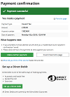 Payment successful confirmation screenshot