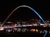 Gateshead Millennium Bridge, red, white and blue